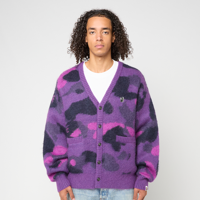 A Bathing Ape Color Camo Mohair Knit Cardigan M lila 92469 2