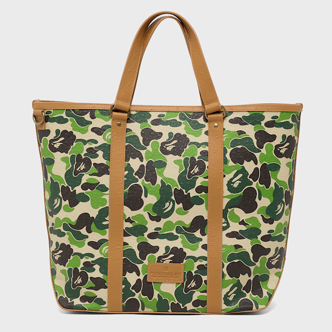 A Bathing Ape ABC Camo PU Ostrich Tote Bag M green 92475 1