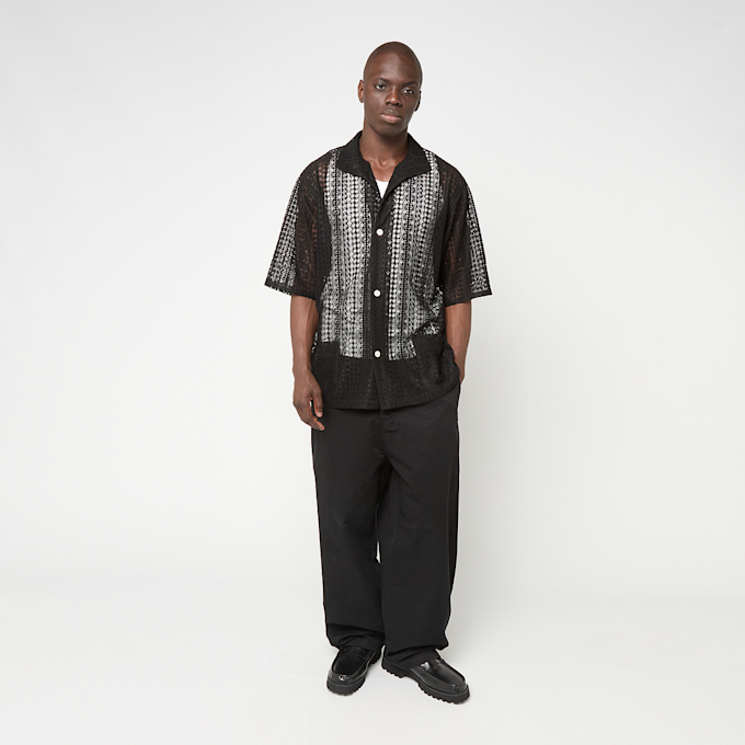 Needles S/S Widespread Collar Shirt - Raschel Lace black 95823 2