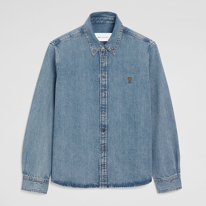 AMI PARIS Constrasted Ami De Coeur Shirt blue 95930 1