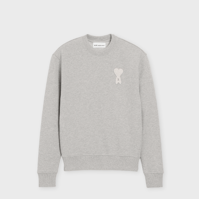 AMI PARIS Crewneck Classic Fit ADC Knitted Patch grijs 95934 1