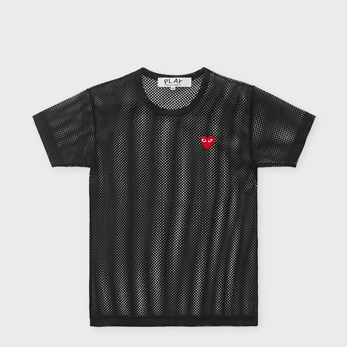 Comme des Garcons Play T-Shirt Red Emblem Mesh Red Heart black 96053 1