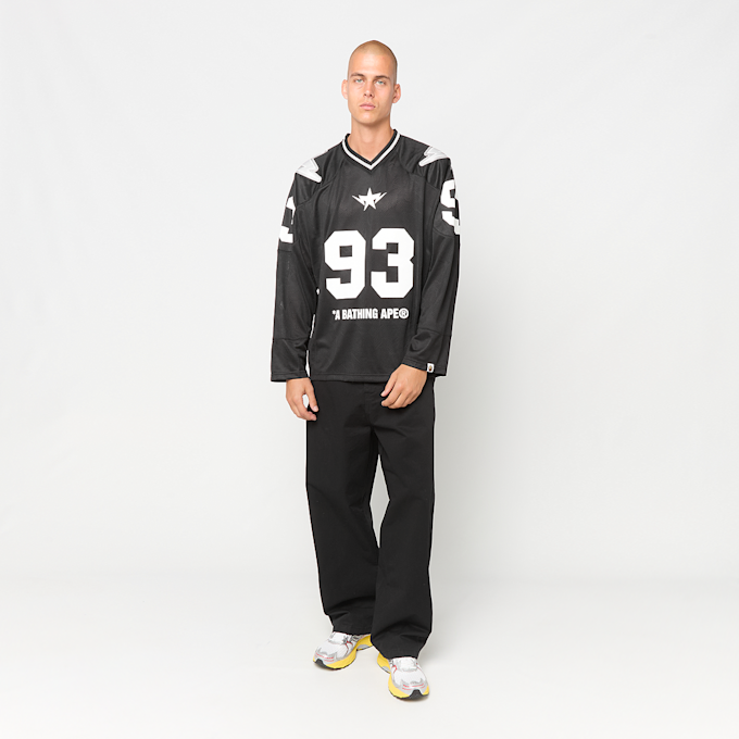 A Bathing Ape Line Camo Multi Logo Cropped Fit Football Jersey black 99512 2