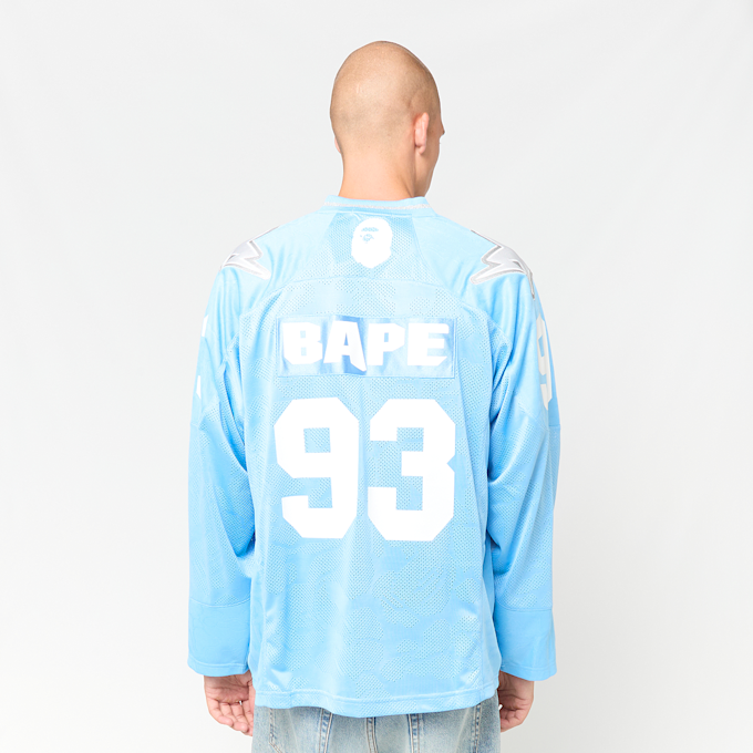 A Bathing Ape Line Camo Multi Logo Cropped Fit Football Jersey blue 99511 3
