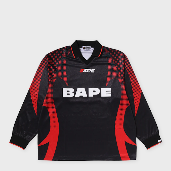 A Bathing Ape Ape Flame Monogram Jacquard Logo Football Jersey black 99551 1