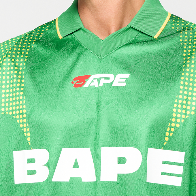 A Bathing Ape Ape Flame Monogram Jacquard Logo Football Jersey green 99550 4