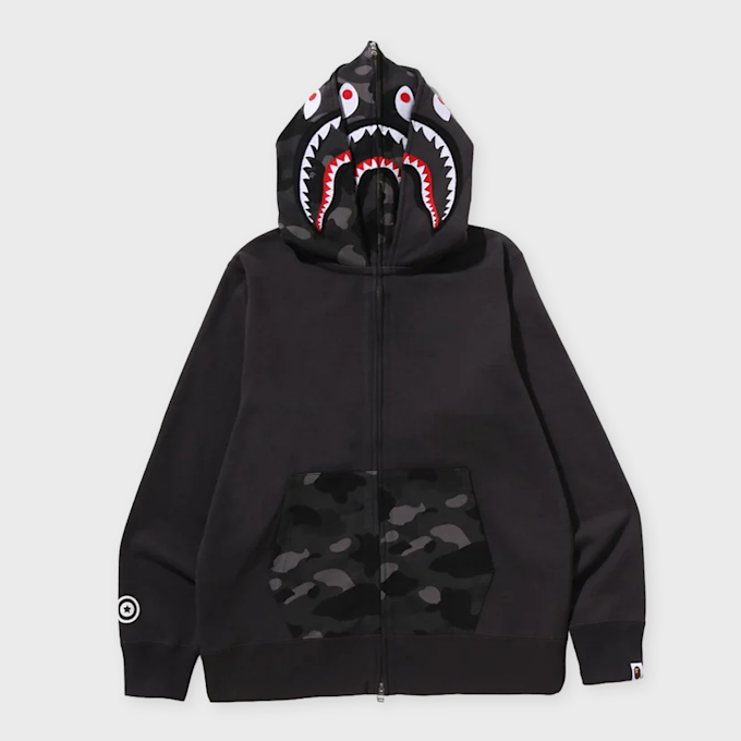 A Bathing Ape Color Camo Shark Full Zip Double Hoodie zwart 99557 1