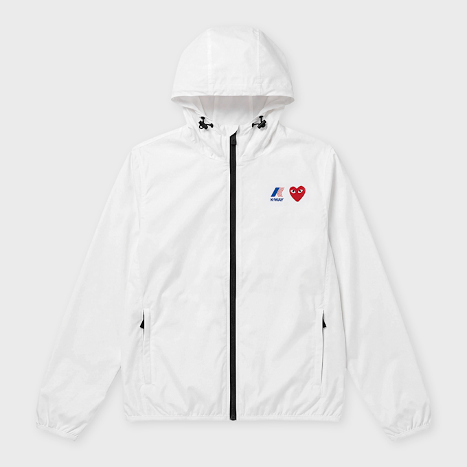 Comme des Garcons Play K-Way Full Zip Jacket Red Emblem weiß 104469 1