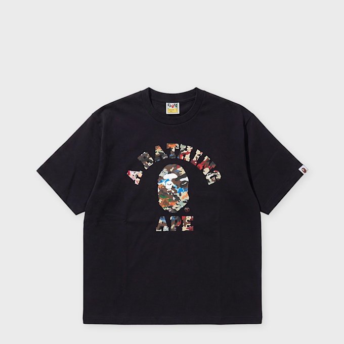A Bathing Ape Hybrid Camo College Relaxed Fit Tee black 104957 1