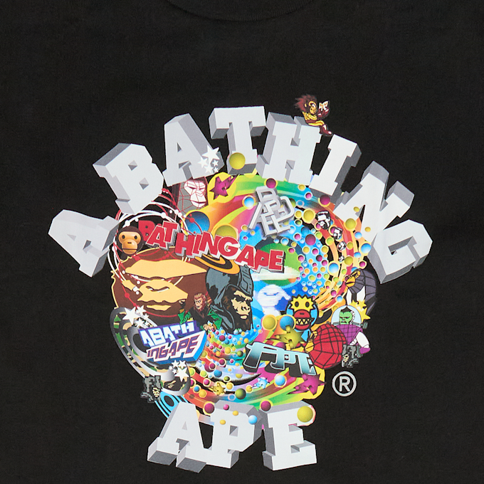 A Bathing Ape Colorful 3D Graphic College Tee black 104966 3