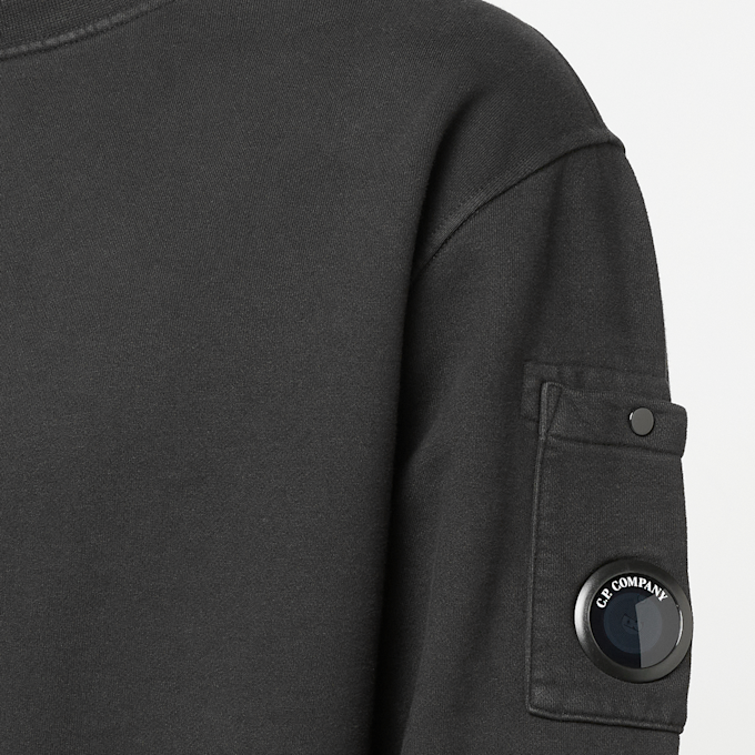 C. P. Company Brushed And Emerized Diagonal Fleece Crewneck black 106833 3