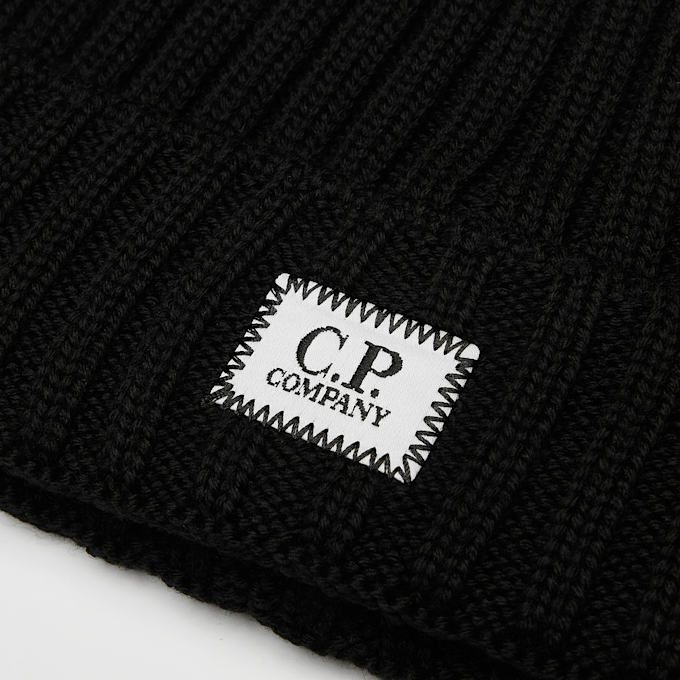 C. P. Company Extrafine Merino Wool Logo Beanie black 106847 3