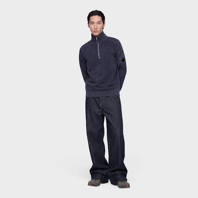 C. P. Company Sweatshirt Polo Collar Brushed Blau 106849 2