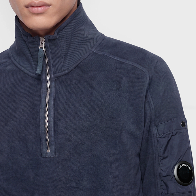 C. P. Company Sweatshirt Polo Collar Brushed Blau 106849 3