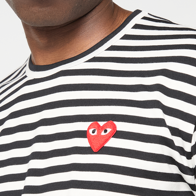 Comme des Garcons Play Play Red Heart Striped Long Sleeve T-Shirt schwarz 52420 3