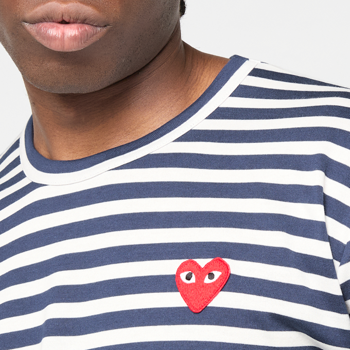 Comme des Garcons Play Play Red Heart Striped Long Sleeve T-Shirt blue 57212 3