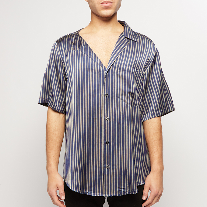 Opening Ceremony Stripes Asym. S/S Shirt cobalt chocolate blauw 59785 2