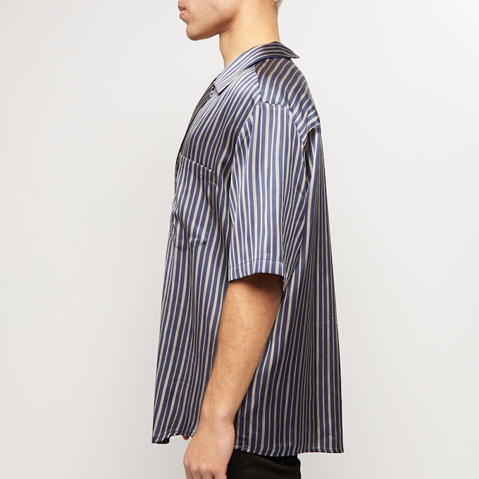Opening Ceremony Stripes Asym. S/S Shirt cobalt chocolate blauw 59785 3