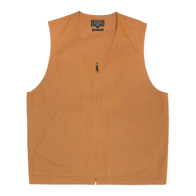 Beams Plus Work Zip Vest Canvas beige 82854 1
