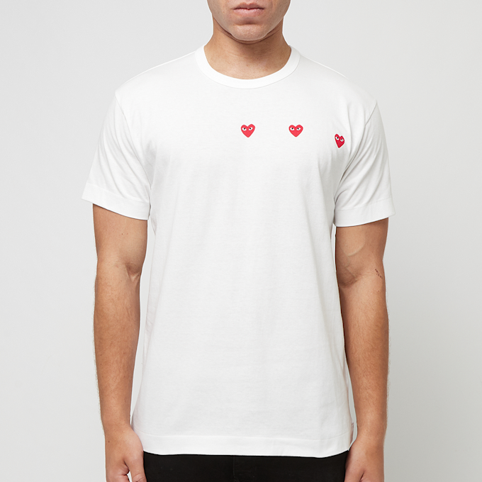 Comme des Garcons Play Horizontal 3 Heart T-Shirt weiß 85171 2