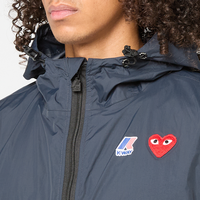 Comme des Garcons Play K-Way Full Zip Jacket Red Emblem blau 87986 5
