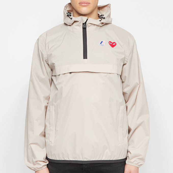 Comme des Garcons Play K-Way Full Zip Jacket Red Emblem beige 88892 2