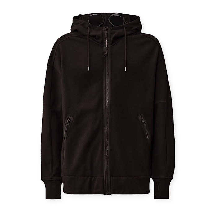 C. P. Company Sweatshirts Hooded Open In Diagonal Raised Fleece schwarz 89803 1