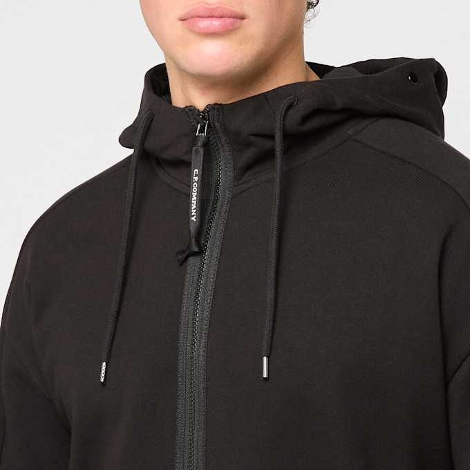 C. P. Company Sweatshirts Hooded Open In Diagonal Raised Fleece zwart 89803 5