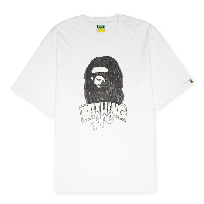 A Bathing Ape Hand Drawn Ape Head Relaxed Fit Tee M white 92417 1