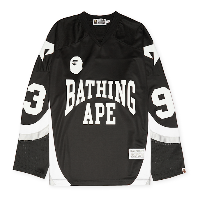 A Bathing Ape Line Camo Jacquard Logo Relaxed Fit Ice Hockey Jersey black 92425 1
