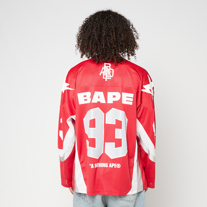A Bathing Ape Line Camo Jacquard Logo Relaxed Fit Ice Hockey Jersey rot 92426 4