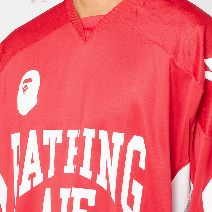 A Bathing Ape Line Camo Jacquard Logo Relaxed Fit Ice Hockey Jersey rot 92426 5