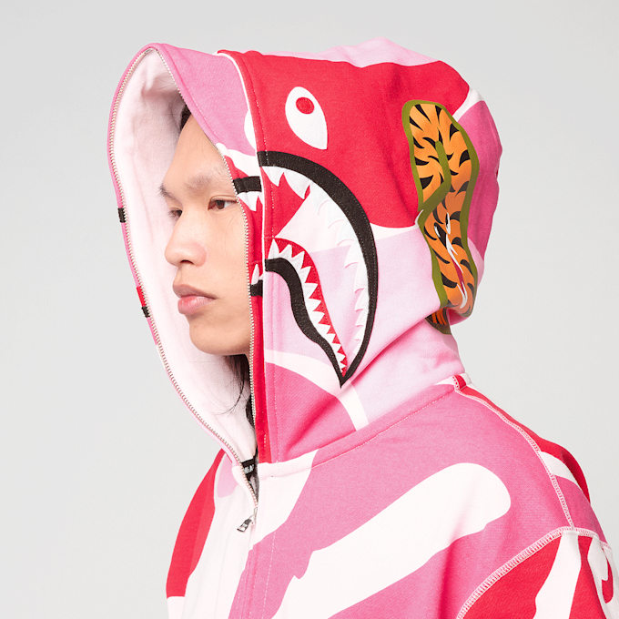 A Bathing Ape Mega ABC Camo Double Shark Relaxed Fit Full Zip Hoodie light pink 92453 3
