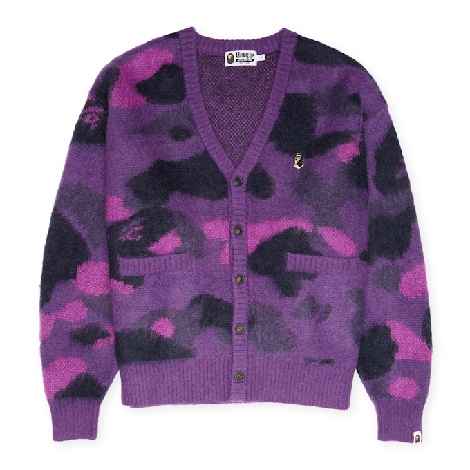 A Bathing Ape Color Camo Mohair Knit Cardigan M purple 92469 1