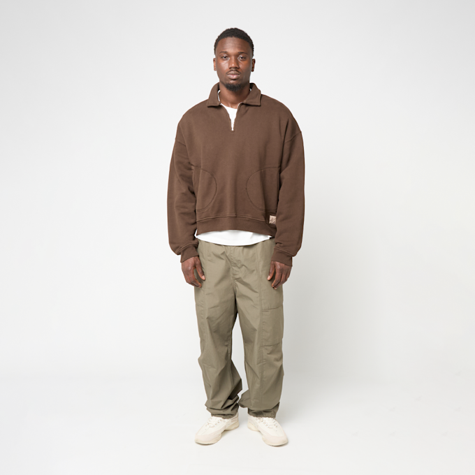Brain Dead Half Zip Collared Sweatshirt brown 95847 2