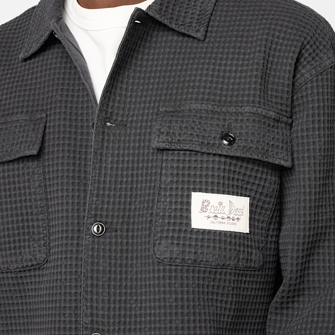 Brain Dead Waffle Button Front Shirt black 95856 3