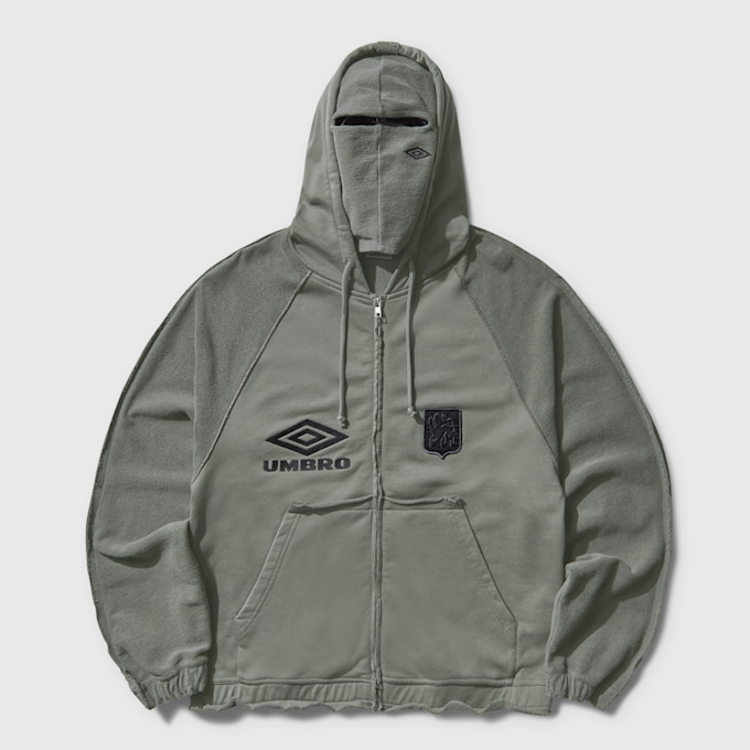 Umbro by Slam Jam Royal Arms Zip Masked Hoodie grey 95894 1