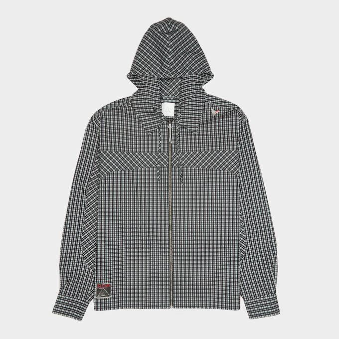 ROA Aair Floweave Printed Check Long Sleeve Hooded Shirt grau 95908 1