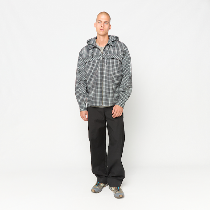 ROA Aair Floweave Printed Check Long Sleeve Hooded Shirt grijs 95908 2