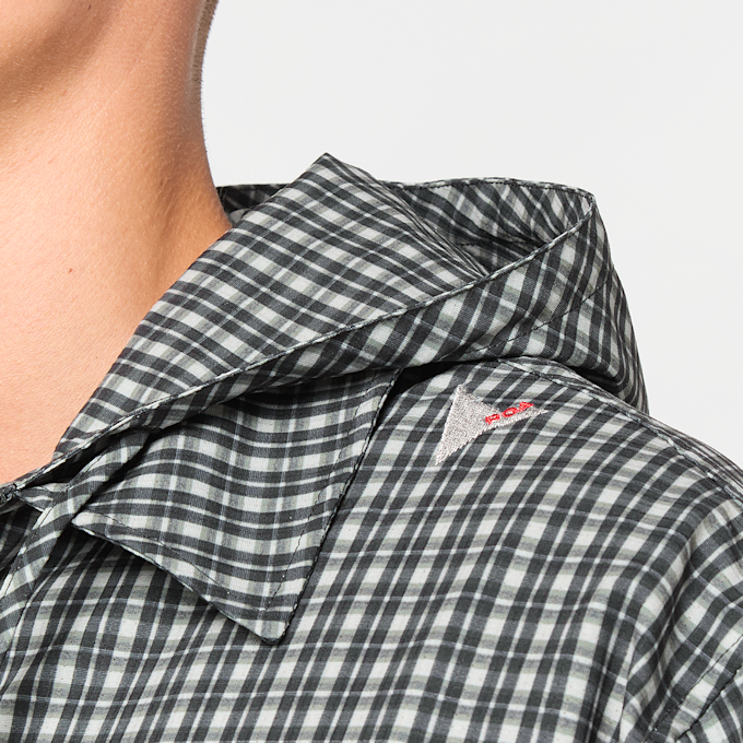 ROA Aair Floweave Printed Check Long Sleeve Hooded Shirt grijs 95908 3