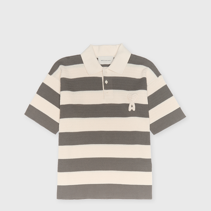 AMI PARIS SS Polo Ami De Coeur Patch grau 95939 1