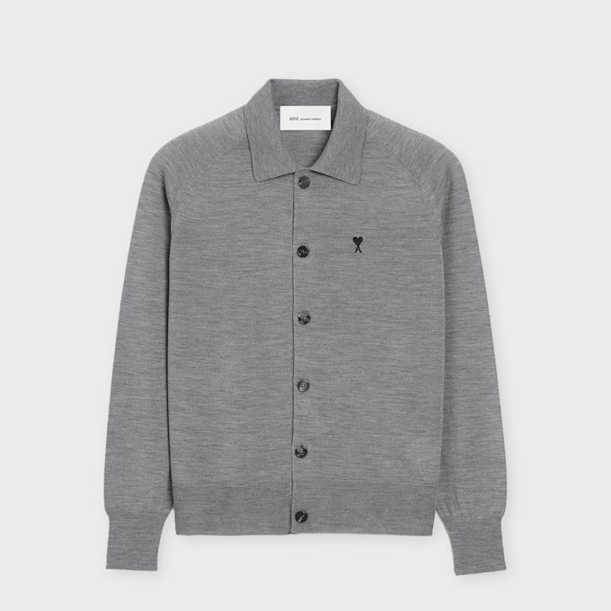 AMI PARIS Shirt Collar Cardigan Contrasted Ami De Coeur grau 95926 1