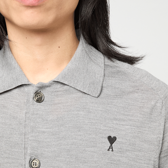 AMI PARIS Shirt Collar Cardigan Contrasted Ami De Coeur grijs 95926 3