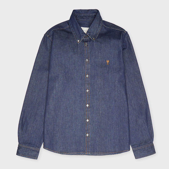 AMI PARIS Constrasted Ami De Coeur Shirt blue 95929 1