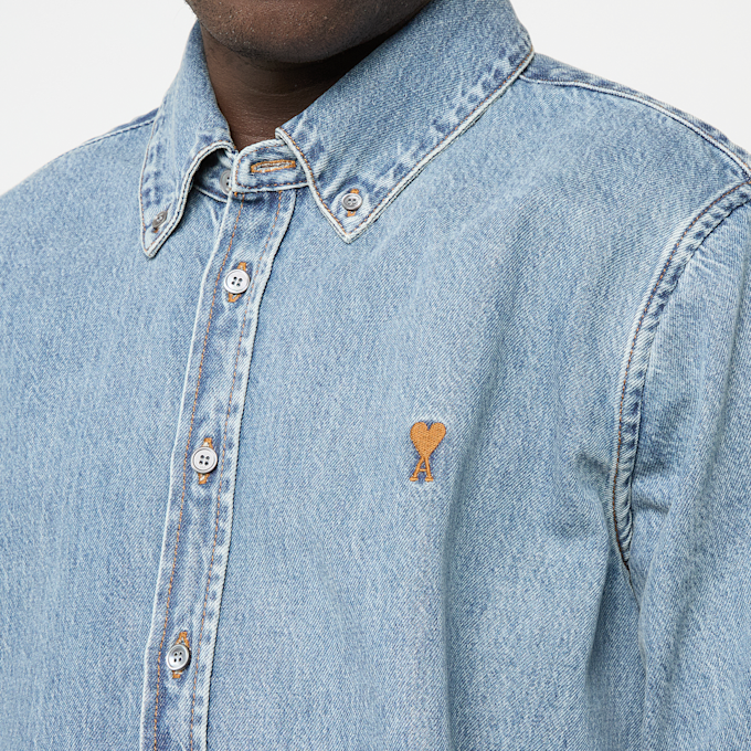 AMI PARIS Constrasted Ami De Coeur Shirt blue 95930 3