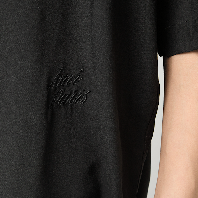AMI PARIS Shortsleeve Boxy Shirt Camp Collar Embroidered ADC zwart 95942 3