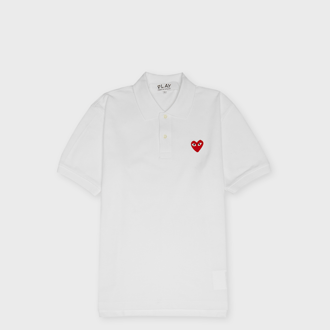 Comme des Garcons Play T-Shirt Polo Red Emblem Red Heart white 96048 1