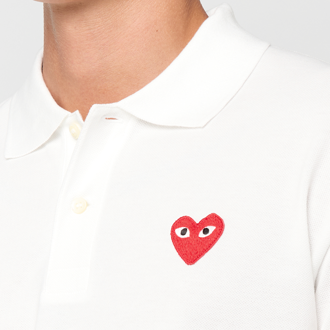 Comme des Garcons Play T-Shirt Polo Red Emblem Red Heart white 96048 3