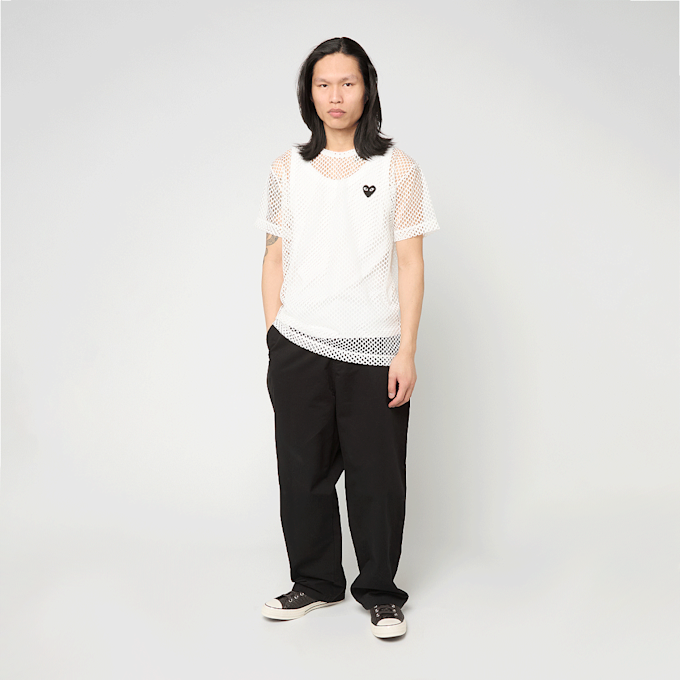 Comme des Garcons Play T-Shirt Red Emblem Mesh Black Heart white 96051 2
