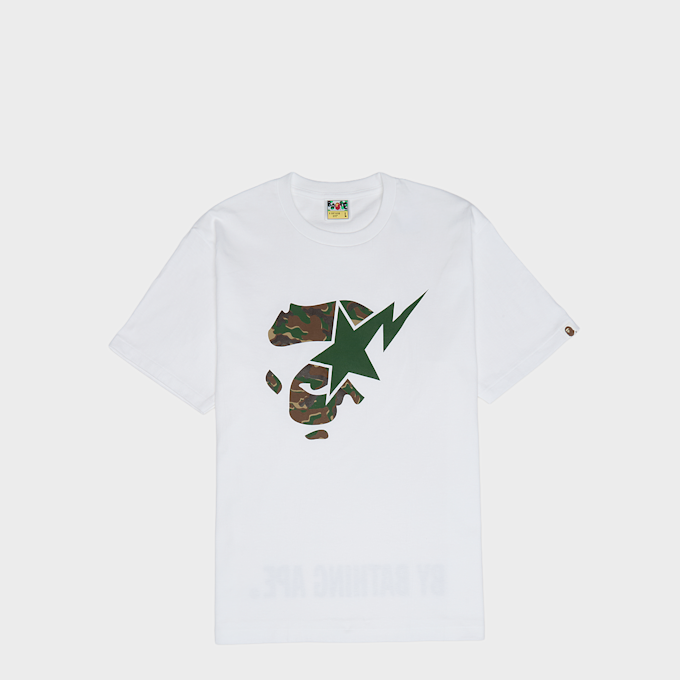 A Bathing Ape Glitch Woodland Camo Ape Face Sta Tee M white 99441 1